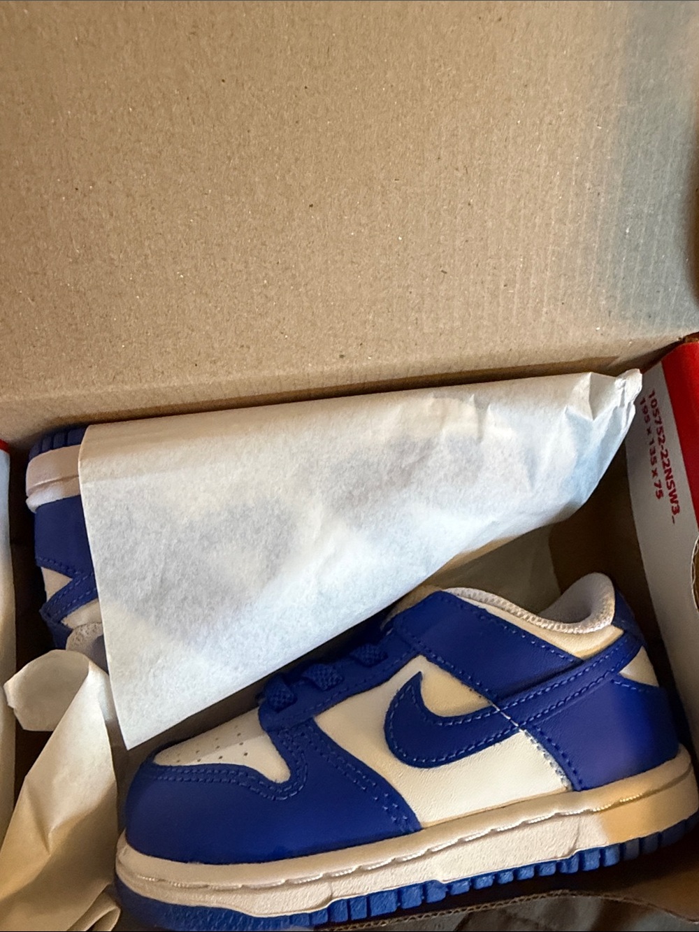 Nike Kids Blue and White Low-Top Sneakers with Swoosh